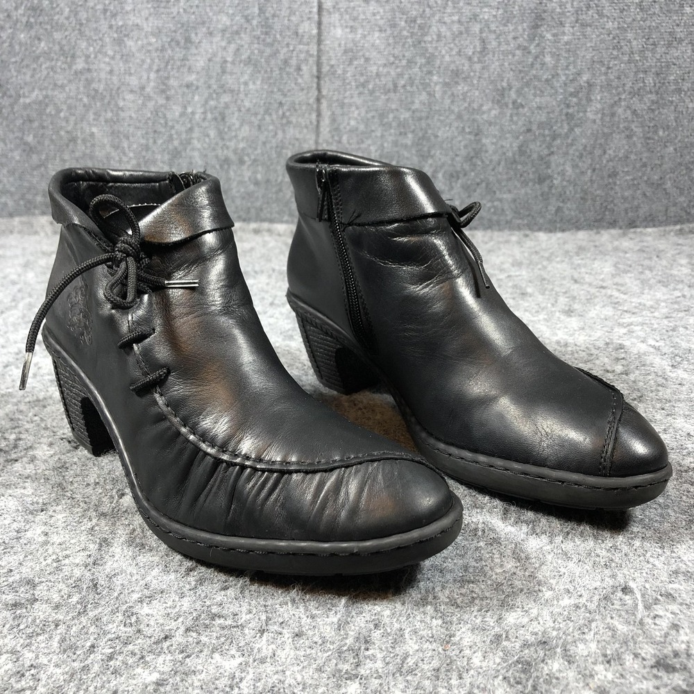 Rieker Antistress Boots Womens 8.5-9 Black Leather Ankle Zip Comfort Booties